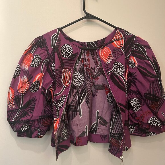Desigual (collab. w/ Christian Lacroix) floral cropped blouse w/ back zip sz M - Picture 9 of 14